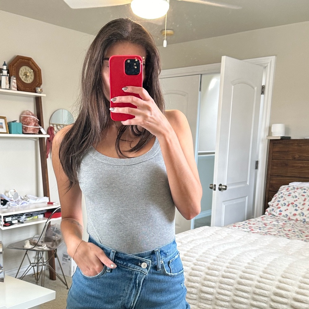 Grey Ribbed Bodysuit
